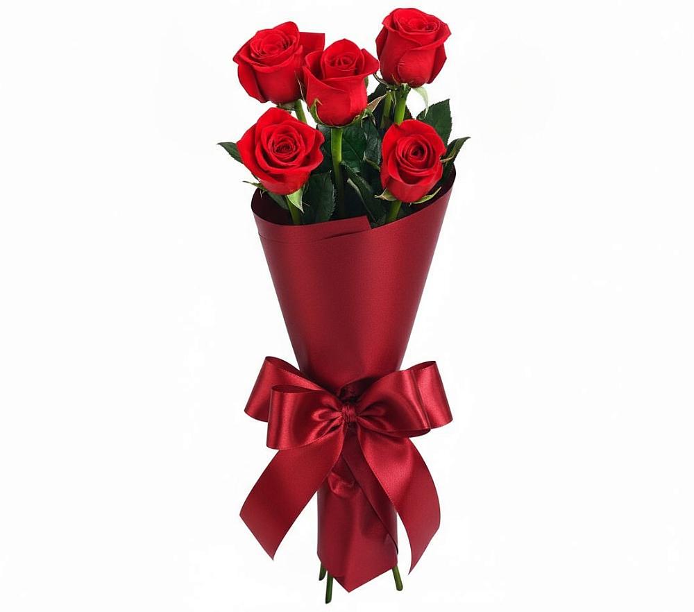 Букет 5 Красных роз Эдлесс Лав в Суровикино