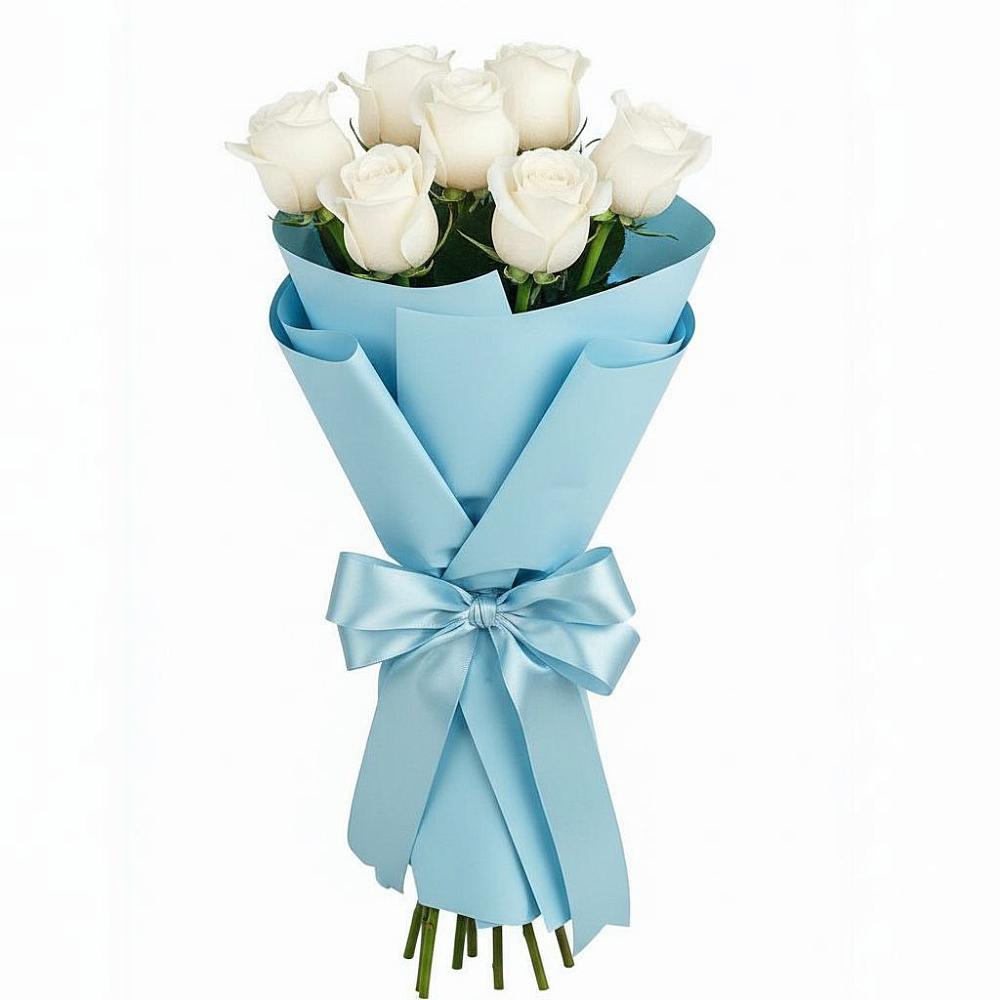 Букет 7 белых роз Проуд в Суровикино