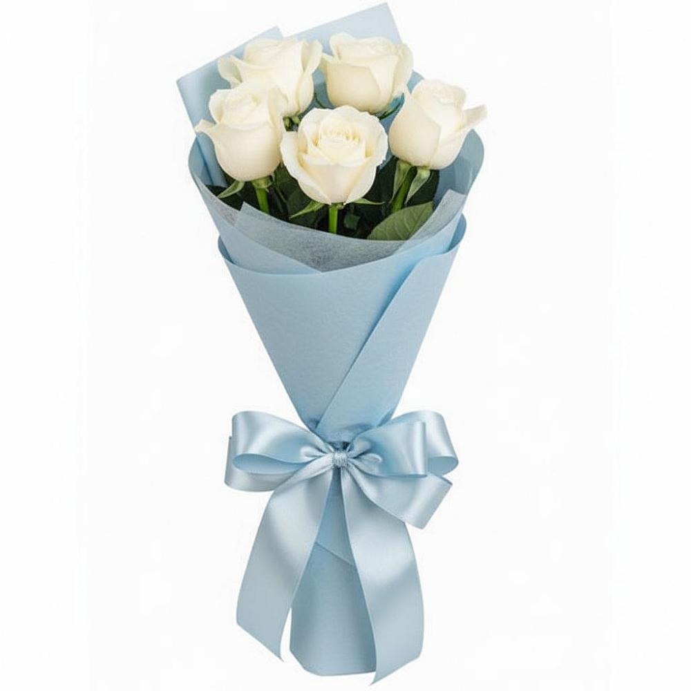Букет 5 Белых роз Проуд в Суровикино