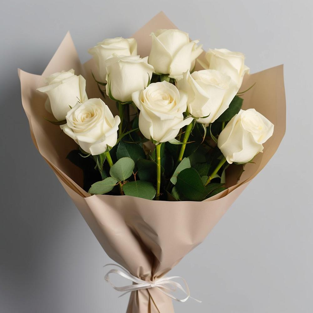 Букет 9 Белых роз Эдлесс Лав в Суровикино