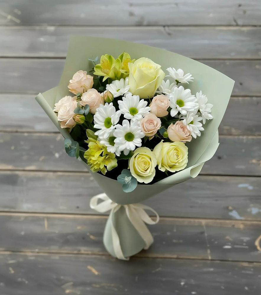 Букет цветов из: Альстромерии, Розы и Хризантемы в Суровикино