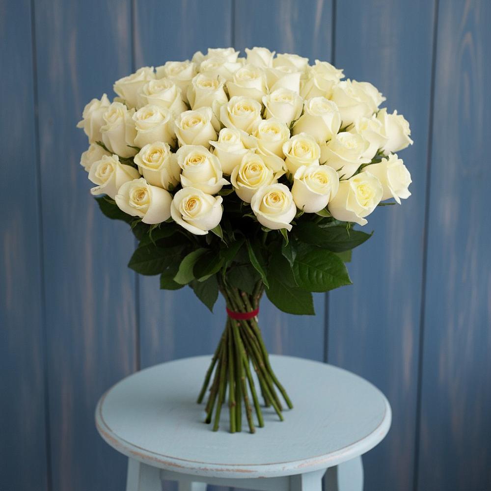 Букет 51 Белая роза Эдлесс Лав в Суровикино
