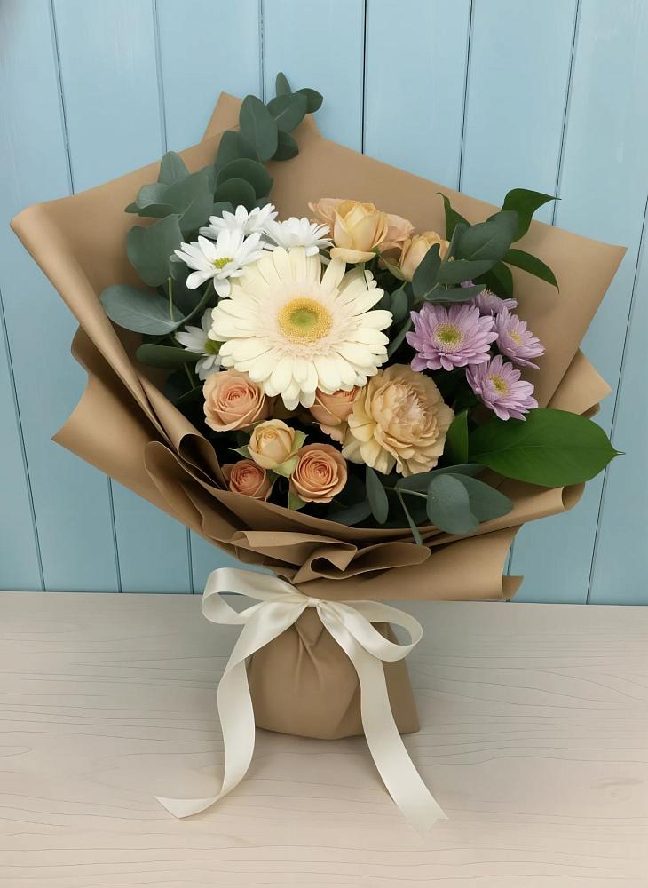 Букет цветов из: Герберы и Хризантемы в Суровикино