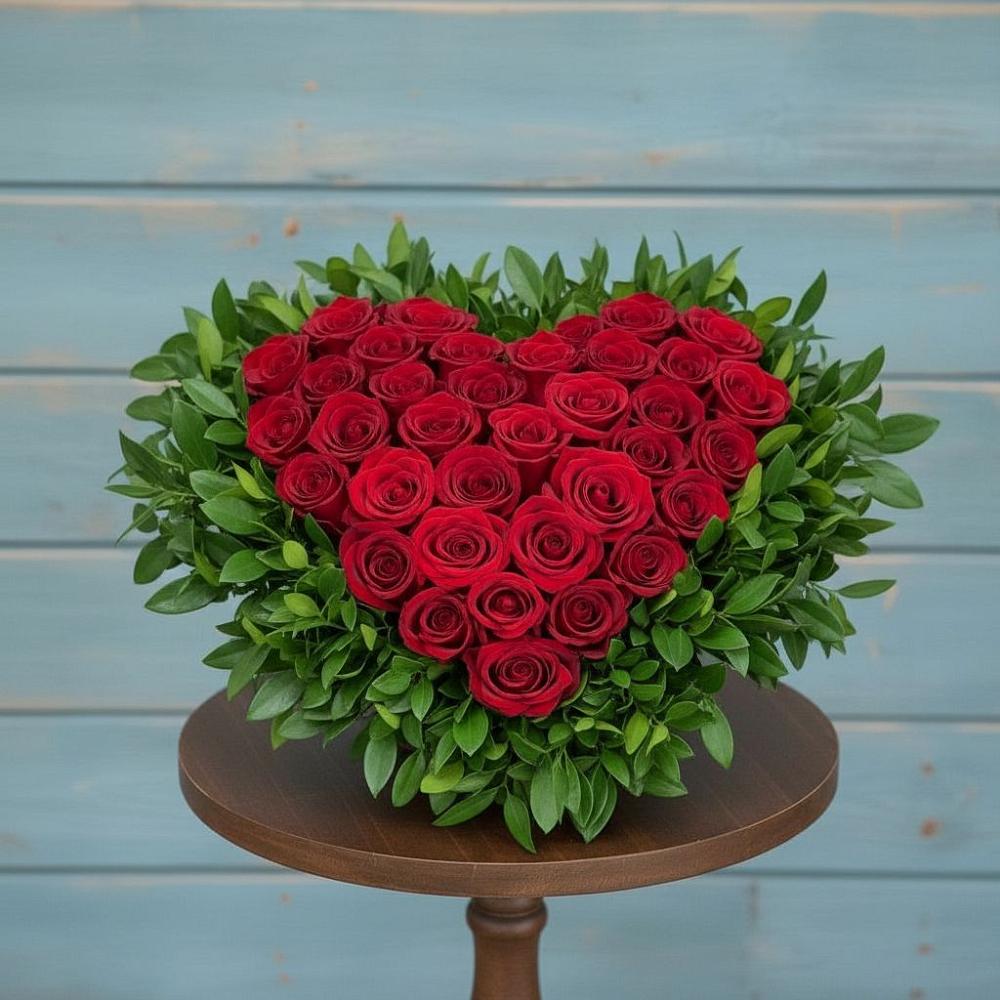 Цветочная композиция из Розы в виде сердца в Суровикино