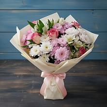 Букет цветов из:  Хризантемы, Альстромерии и Розы в Суровикино