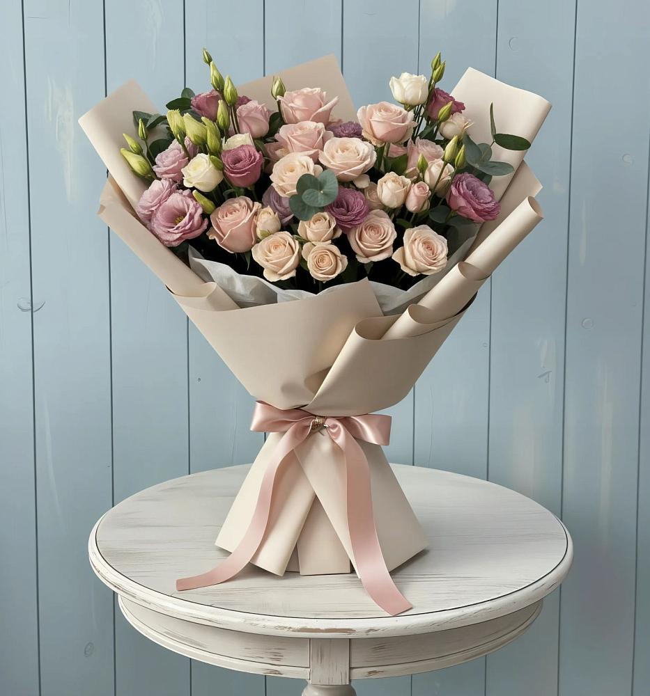 Букет цветов из: Розы и Лизиантусы в Суровикино