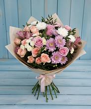 Букет цветов из:  Хризантемы, Розы и Альстромерии в Суровикино