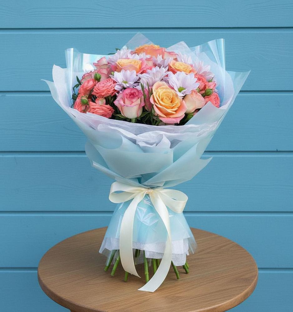 Букет цветов из: Хризантемы и Розы в Суровикино